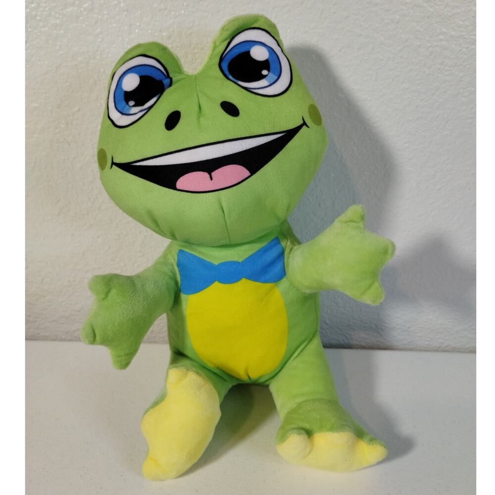A&A Global Green Plush Frog Stuffed Animal Blue Bowtie 11" Sitting 2024